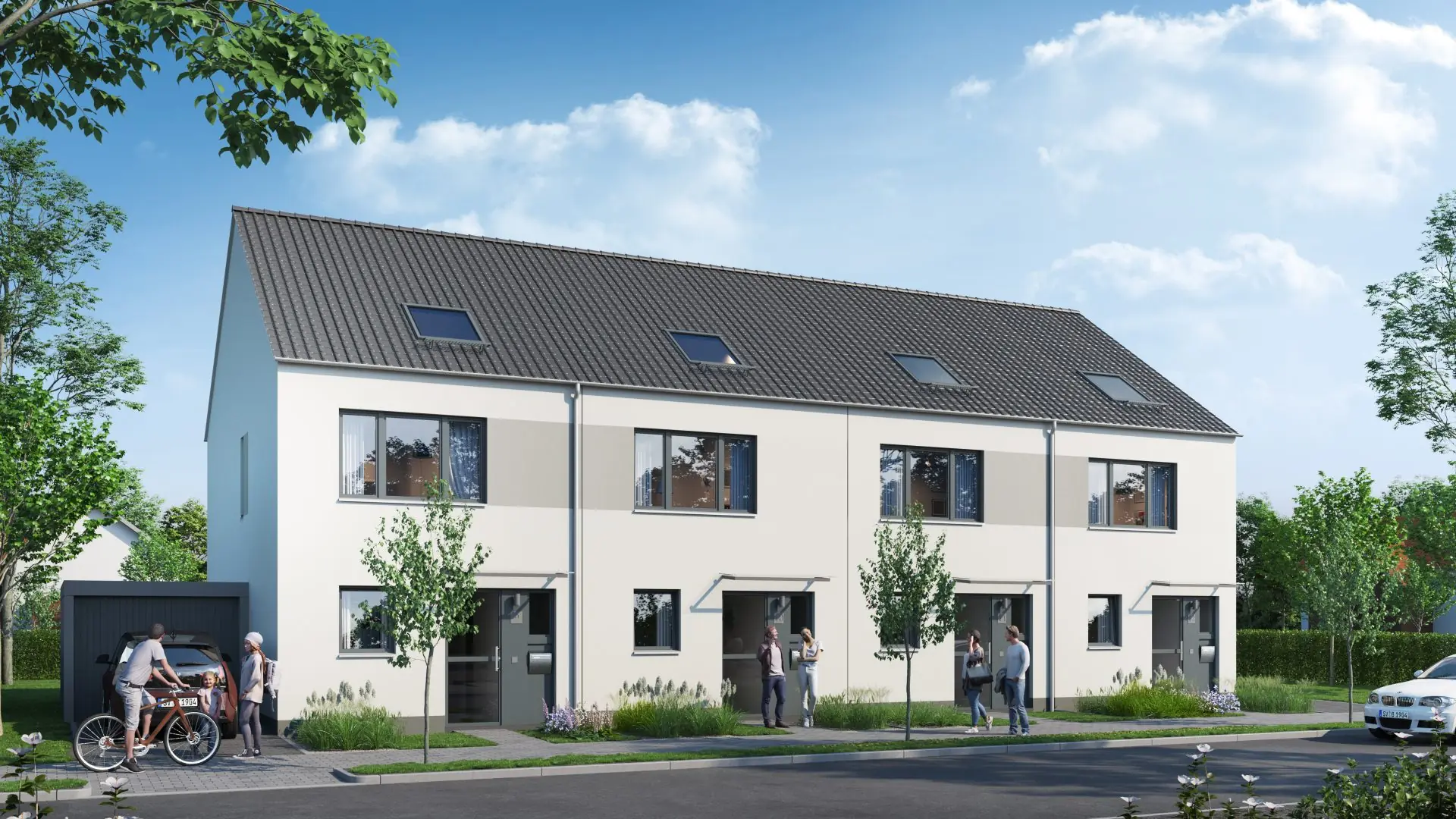 Projektansicht der Reihenhäuser in Babenhausen